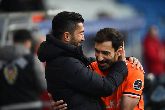 Sener Ozbayrakli of Istanbul Basaksehir and Coach Nuri Sahin of Antalyaspor during the Turkish Super League match between Istanbul Basaksehir and Antalyaspor at Basaksehir Fatih Terim Stadium in Istanbul, Turkey on December 27, 2022. (Photo by Seskimphoto ) 