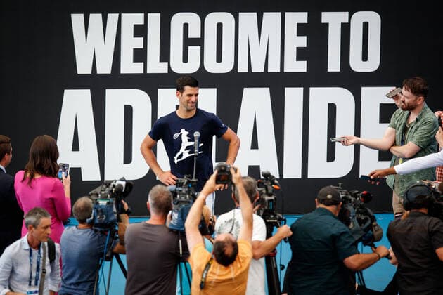 Sport Themen der Woche KW52 Sport Bilder des Tages TENNIS ADELAIDE INTERNATIONAL, Novak Djokovic of Serbia during a press conference, PK, Pressekonferenz ahead of the 2023 Adelaide International Tennis Tournament, at the Memorial Drive Tennis Centre in Adelaide, Thursday, December 29, 2022. ( NO ARCHIVING, EDITORIAL USE ONLY, NO USE IN BOOKS WITHOUT CONSENT ADELAIDE SOUTH AUSTRALIA AUSTRALIA  Copyright: xMATTxTURNERx 20221229001746790482