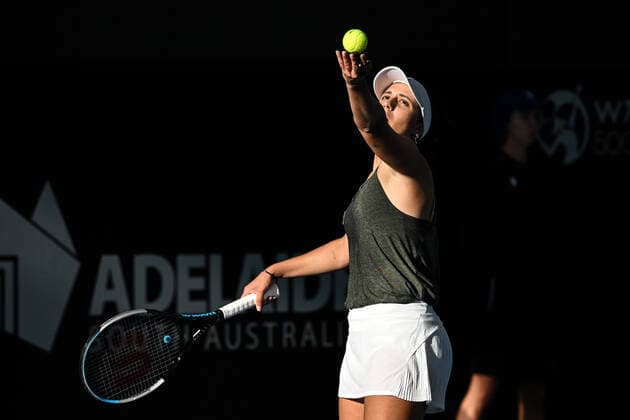 TENNIS ADELAIDE INTERNATIONAL, Jamie Fourlis of Australia serving against Marta Kostyuk of Ukraine during the 2023 Adelaide International Tennis Tournament at the Memorial Drive Tennis Centre in Adelaide, Monday, January 02, 2023. ( NO ARCHIVING, EDITORIAL USE ONLY, NO USE IN BOOKS WITHOUT CONSENT ADELAIDE SOUTH AUSTRALIA AUSTRALIA  Copyright: xMICHAELxERREYx 20230102001748122832