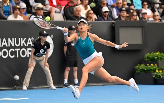 3rd January 2022: Auckland, New Zealand: Great Britain s Emma Raducanu during play on Day 2 of the women s ASB Classic at the ASB Tennis Arena,  ActionPlus12464275 AndrewxCornaga