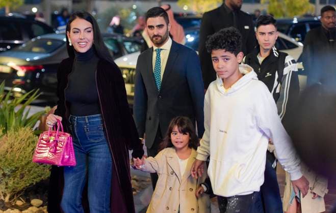 Georgina Rodriguez, girlfriend of Portuguese forward Cristiano Ronaldo, arrives at the Mrsool Park Stadium in the Saudi capital Riyadh on January 3, 2023, ahead of his unveiling as an Al-Nassr player.  Copyright: xx
