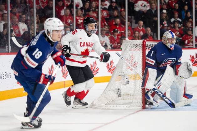 230105 Connor Bedard of Canada during the 2023 IIHF World Junior Championship semifinal between USA and Canada on January 5, 2023 in Halifax. Photo: Simon Hastegard BILDBYRAN kod SH SH0402 ishockey Ice hockey, Eishockey jvm junior-vm u20 2023 iihf world junior championship world juniors semifinal semifinals usa canada kanada bbeng Copyright: SIMONxHASTEGARD BB230105SH014