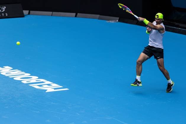 TENNIS AUSTRALIAN OPEN PRACTICE, Rafael Nadal of Spain in action during an Australian Open practice session at Melbourne Park in Melbourne, Thursday, January 5, 2023. ( NO ARCHIVING, EDITORIAL USE ONLY, NO USE IN BOOKS WITHOUT CONSENT MELBOURNE VIC AUSTRALIA  Copyright: xDIEGOxFEDELEx 20230105001748918390