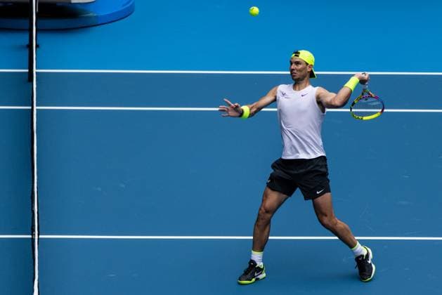 TENNIS AUSTRALIAN OPEN PRACTICE, Rafael Nadal of Spain in action during an Australian Open practice session at Melbourne Park in Melbourne, Thursday, January 5, 2023. ( NO ARCHIVING, EDITORIAL USE ONLY, NO USE IN BOOKS WITHOUT CONSENT MELBOURNE VIC AUSTRALIA  Copyright: xDIEGOxFEDELEx 20230105001748918416