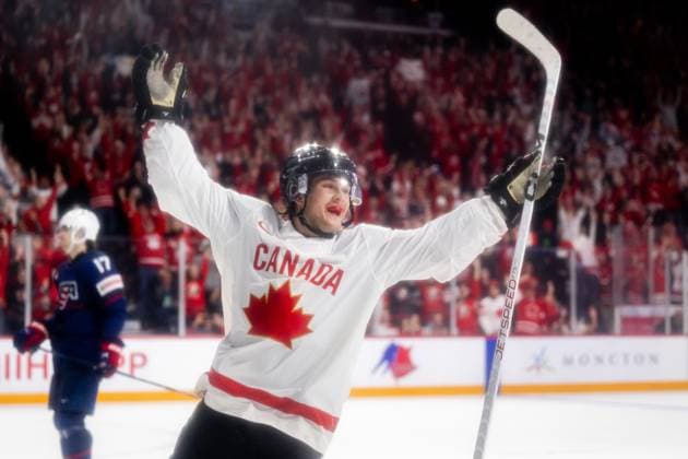 Sport Bilder des Tages 230105 Joshua Roy of Canada celebrates the 2-6 goal during the 2023 IIHF World Junior Championship semifinal between USA and Canada on January 5, 2023 in Halifax. Photo: Simon Hastegard BILDBYRAN kod SH SH0402 ishockey Ice hockey, Eishockey jvm junior-vm u20 2023 iihf world junior championship world juniors semifinal semifinals usa canada kanada bbeng jubel Copyright: SIMONxHASTEGARD BB230105SH045