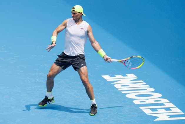 January 5, 2023: RAFAEL NADAL (ESP) practising on Rod Laver Arena ahead of the 2023 Australian Open in Melbourne, Australia. Cal Media USA - ZUMAc04_ 20230105_zaf_c04_009 Copyright: xSydneyxLowx
