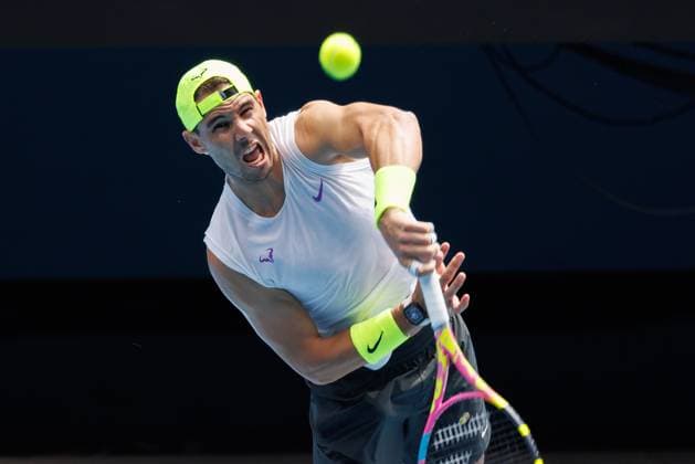 January 5, 2023: RAFAEL NADAL (ESP) practising on Rod Laver Arena ahead of the 2023 Australian Open in Melbourne, Australia. Cal Media USA - ZUMAc04_ 20230105_zaf_c04_027 Copyright: xSydneyxLowx