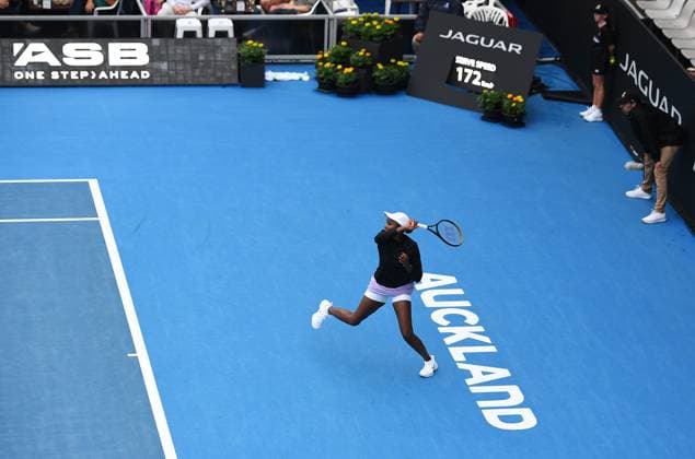 5th January 2022: Auckland, New Zealand: Venus Williams of USA during play on Day 4 of the 2023 Womens s ASB Classic. ASB Tennis Centre, Auckland, New Zealand.  ActionPlus12464865 ChrisxSymes
