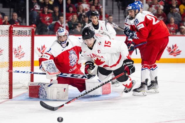 230106 Shane Wright of Canada during the 2023 IIHF World Junior Championship final between Czech Republic and Canada on January 6, 2023 in Halifax. Photo: Simon Hastegard BILDBYRAN kod SH SH0405 ishockey Ice hockey, Eishockey jvm junior-vm u20 2023 iihf world junior championship world juniors final tjeckien czech republic canada kanada bbeng Copyright: SIMONxHASTEGARD BB230106SH003