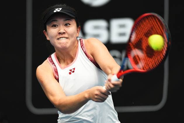 6th January 2022: Auckland, New Zealand: Lin Zhu of China during play on Day 5 of the 2023 Womens s ASB Classic. ASB Tennis Centre, Auckland, New Zealand.  ActionPlus12465099 ChrisxSymes