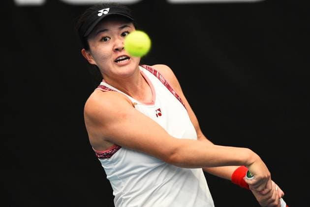 6th January 2022: Auckland, New Zealand: Lin Zhu of China during play on Day 5 of the 2023 Womens s ASB Classic. ASB Tennis Centre, Auckland, New Zealand.  ActionPlus12465101 ChrisxSymes