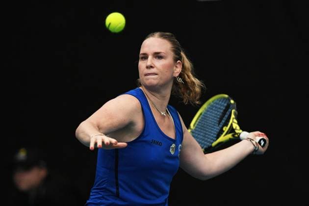 6th January 2022: Auckland, New Zealand: Ysaline Bonaventure of Germany during play on Day 5 of the 2023 Womens s ASB Classic. ASB Tennis Centre, Auckland, New Zealand.  ActionPlus12465132 ChrisxSymes