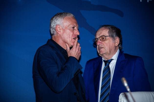 Noel Le Graet Didier Deschamps FOOTBALL : Assemblee Federale de la Federation Francaise de Football - Paris - 07 01 2023 BaptisteAutissier Panoramic 