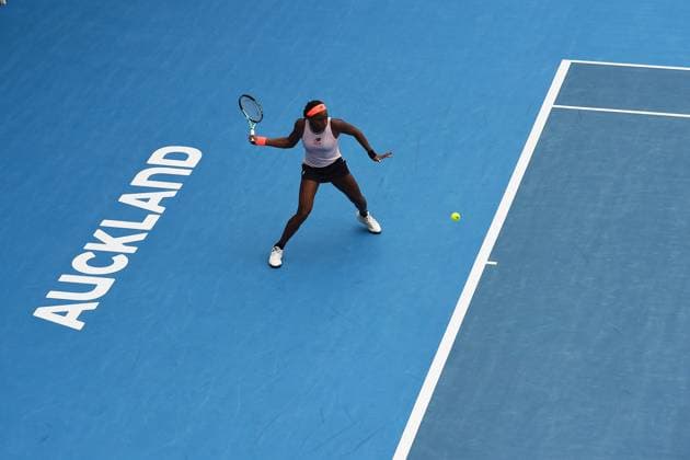 7th January 2022: Auckland, New Zealand: Coco Gauff of the USA during play on Semi Finals day of the 2023 Womens s ASB Classic. ASB Tennis Centre, Auckland, New Zealand.  ActionPlus12465479 ChrisxSymes