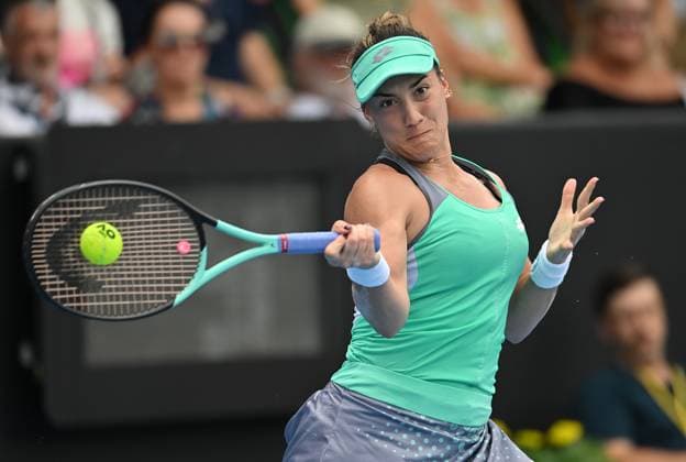 7th January 2022: Auckland, New Zealand: Montenegro s Danka Kovinic during the semi finals of the ASB Classic at the ASB Tennis Arena, Auckland, New Zealand  ActionPlus12465540 AndrewxCornaga