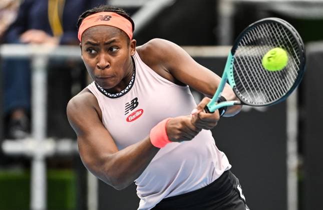 7th January 2022: Auckland, New Zealand: USA s Coco Gauff during her semi final match at the ASB Classic at the ASB Tennis Arena, Auckland, New Zealand  ActionPlus12465532 AndrewxCornaga