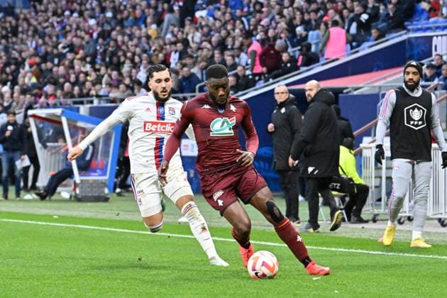 Rayan Cherki (lyon) vs Ismaal Traore (metz) FOOTBALL: Olympique Lyonnais vs FC Metz - 32e Coupe de France - 07 01 2023 FredericChambert Panoramic 