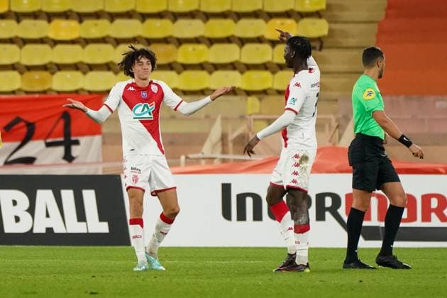 joie - Maghnes Akliouche (AS Monaco) FOOTBALL : AS Monaco vs Rodez - 32eme de finale de Coupe de France - Monaco - 07 01 2023 NorbertScanella Panoramic 