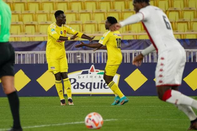 joie - Joseph Mendes (Rodez) - Andy Pembele (Rodez) FOOTBALL : AS Monaco vs Rodez - 32eme de finale de Coupe de France - Monaco - 07 01 2023 NorbertScanella Panoramic 