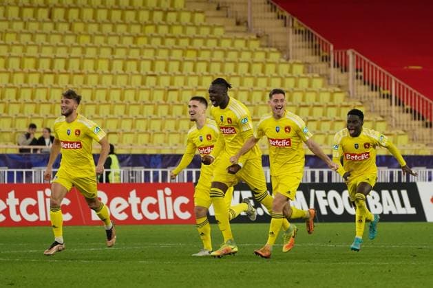 Joie - Equipe de Rodez FOOTBALL : AS Monaco vs Rodez - 32eme de finale de Coupe de France - Monaco - 07 01 2023 NorbertScanella Panoramic 