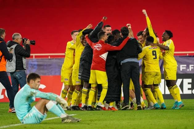 Sport Bilder des Tages Joie - Equipe de Rodez FOOTBALL : AS Monaco vs Rodez - 32eme de finale de Coupe de France - Monaco - 07 01 2023 NorbertScanella Panoramic 