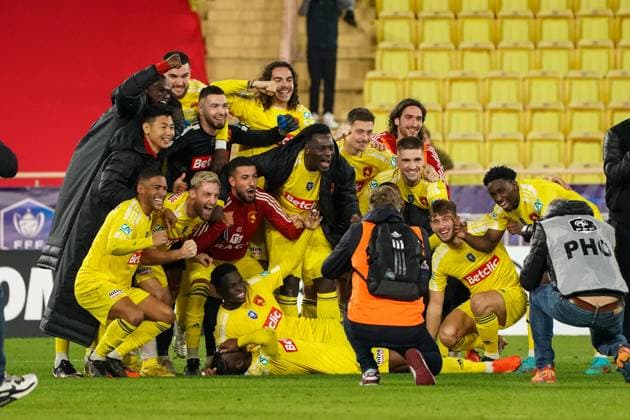 Joie - Equipe de Rodez FOOTBALL : AS Monaco vs Rodez - 32eme de finale de Coupe de France - Monaco - 07 01 2023 NorbertScanella Panoramic 