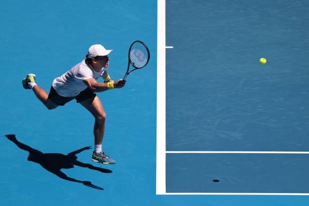 AUSTRALIAN OPEN PRACTICE SESSIONS, Australian tennis player Alex de Minaur takes part in a practice session ahead of the Australian Open 2023 tennis tournament, at Melbourne Park in Melbourne, Monday, January 9, 2023. ( NO ARCHIVING, EDITORIAL USE ONLY, NO USE IN BOOKS WITHOUT CONSENT MELBOURNE VICTORIA AUSTRALIA  Copyright: xDIEGOxFEDELEx 20230109001750344747
