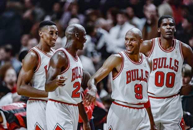 RECORD DATE NOT STATED NBA, Basketball Herren, USA Basketball Scottie Pippen, Chicago Bulls NBA Basketball, Scottie Pippen, (L) Michael Jordan Chicago Bulls vs Suns Copyright: xDUOMO PCNx BK0803 106389
