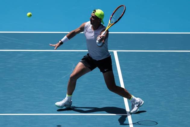 TENNIS AUSTRALIAN OPEN PRACTICE SESSIONS, Rafael Nadal of Spain in action during an Australian Open practice session at Melbourne Park, in Melbourne, Tuesday, January 10, 2023. ( NO ARCHIVING, EDITORIAL USE ONLY, NO USE IN BOOKS WITHOUT CONSENT MELBOURNE VIC AUSTRALIA  Copyright: xDIEGOxFEDELEx 20230110001750659113