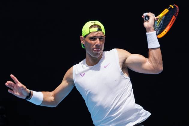 January 10, 2023: RAFAEL NADAL (ESP) practising on Rod Laver Arena ahead of the 2023 Australian Open in Melbourne, Australia. Cal Media USA - ZUMAc04_ 20230110_zaf_c04_027 Copyright: xSydneyxLowx