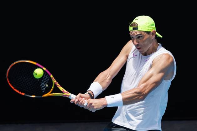 January 10, 2023: RAFAEL NADAL (ESP) practising on Rod Laver Arena ahead of the 2023 Australian Open in Melbourne, Australia. Cal Media USA - ZUMAc04_ 20230110_zaf_c04_031 Copyright: xSydneyxLowx