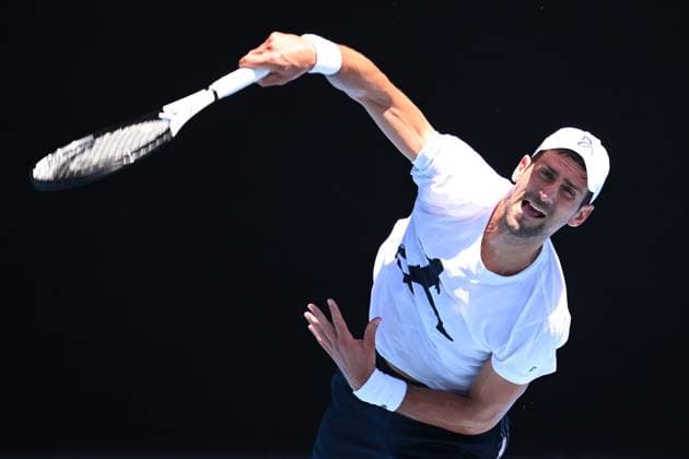 AUSTRALIAN OPEN PRACTICE, Novak Djokovic of Serbia in action against Daniil Medvedev of Russia during an Australian Open practice match at Melbourne Park in Melbourne, Wednesday, January 11, 2023. ( NO ARCHIVING, EDITORIAL USE ONLY, NO USE IN BOOKS WITHOUT CONSENT MELBOURNE VIC AUSTRALIA  Copyright: xJAMESxROSSx 20230111001750999372