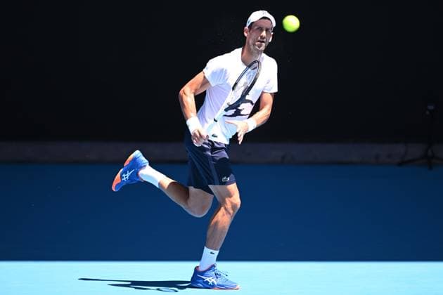 AUSTRALIAN OPEN PRACTICE, Novak Djokovic of Serbia in action against Daniil Medvedev of Russia during an Australian Open practice match at Melbourne Park in Melbourne, Wednesday, January 11, 2023. ( NO ARCHIVING, EDITORIAL USE ONLY, NO USE IN BOOKS WITHOUT CONSENT MELBOURNE VIC AUSTRALIA  Copyright: xJAMESxROSSx 20230111001750999473