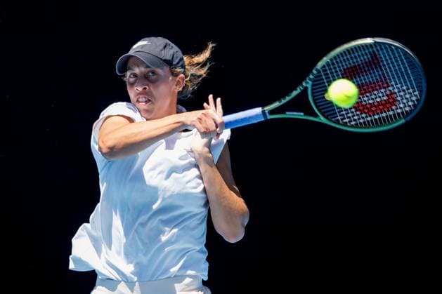 January 11, 2023: Madison Keys practising on Rod Laver Arena ahead of the 2023 Australian Open in Melbourne, Australia. Cal Media USA - ZUMAc04_ 20230111_zaf_c04_074 Copyright: xSydneyxLowx