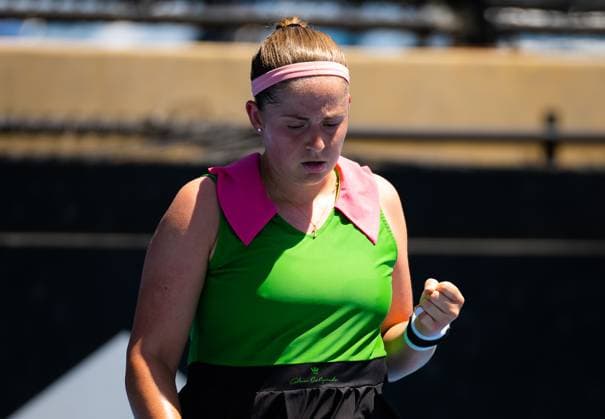 January 10, 2023, ADELAIDE, AUSTRALIA: Jelena Ostapenko of Latvia in action during the first round of the 2023 Adelaide International 2 WTA, Tennis Damen 500 tennis tournament ADELAIDE AUSTRALIA - ZUMAa181 20230110_zaa_a181_026 Copyright: xRobxPrangex