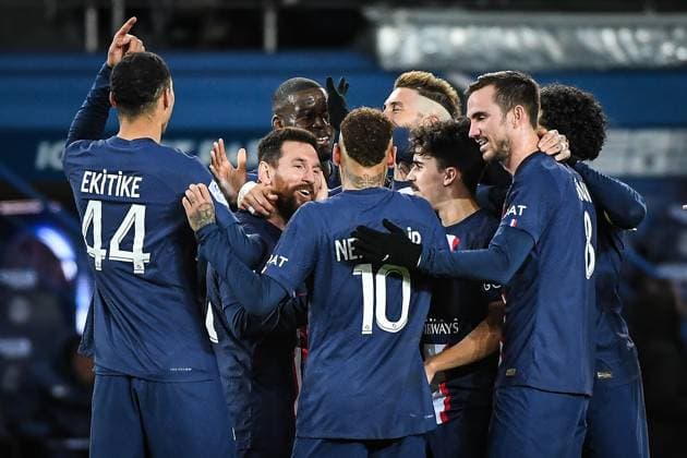 January 11, 2023, Paris, France, France: Lionel (Leo) MESSI of PSG celebrate his goal with teammates during the Ligue 1 match between Paris Saint-Germain (PSG) and Angers SCO at Parc des Princes Stadium on January 11, 2023 in Paris, France. Paris France - ZUMAm308 20230111_zsp_m308_008 Copyright: xMatthieuxMirvillex