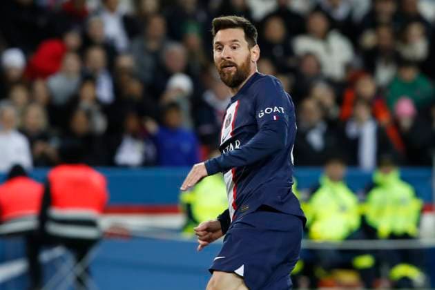 Joie - But - Lionel Messi (PSG) FOOTBALL : Paris St Germain Vs Angers - Ligue 1 - 11 01 2023 MichaelBaucher Panoramic 