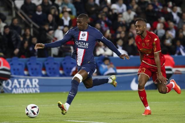 Nordi Mukiele (PSG) Vs Souleyman Doumbia (SCO Angers) FOOTBALL : Paris St Germain Vs Angers - Ligue 1 - 11 01 2023 MichaelBaucher Panoramic 