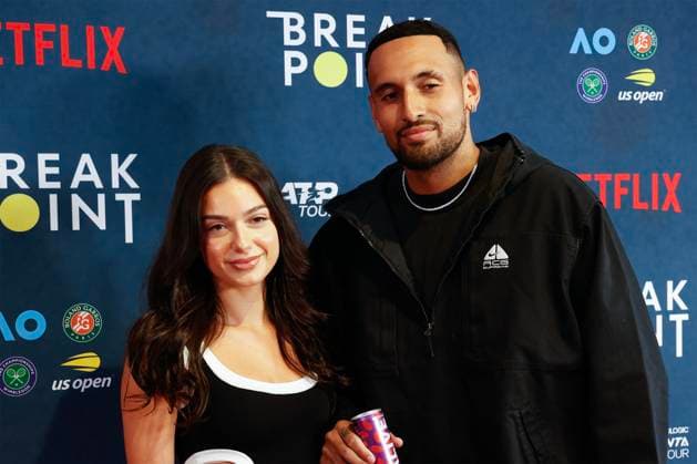 Sport Bilder des Tages Nick Kyrgios Nick Kyrgios und Freundin Costeen Hatzipourganis, Netflix Breakpoint Red carpet event, Australian Open 2023, Melbourne Park, Victoria, Australia. Australian Open - Melbourne Park - Melbourne - Victoria - Australia - 12 01 2023. Copyright: xJuergenxHasenkopfx