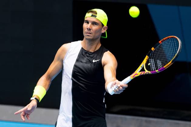 January 13, 2023, Melbourne, Victoria, Australia: MELBOURNE, AUSTRALIA - JANUARY 13: Rafael Nadal of Spain practices ahead of the 2023 Australian Open at Melbourne Park on January 13, 2023 in Melbourne, Australia. Melbourne Australia - ZUMAp121 20230113_zsp_p121_017 Copyright: xChrisxPutnamx