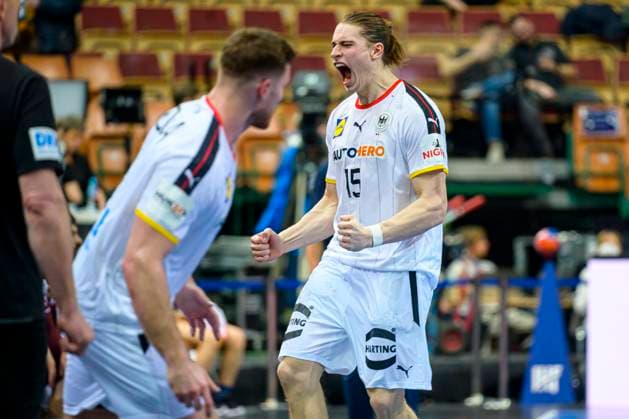 Sport Themen der Woche KW02 Katowice, 13. Januar 2023: Handball IHF WM, Vorrunde, Gruppe E, Deutschland - Katar Juri Knorr (Deutschland) Jubel Freude Emotion Torjubel Torschuetze Torschütze Katowice Spodek Arena Polen *** Katowice, 13 January 2023 handball IHF world championship, preliminary round, group E, Germany Qatar Juri Knorr Germany jubilation joy emotion goal celebration goal scorer Katowice Spodek Arena Poland