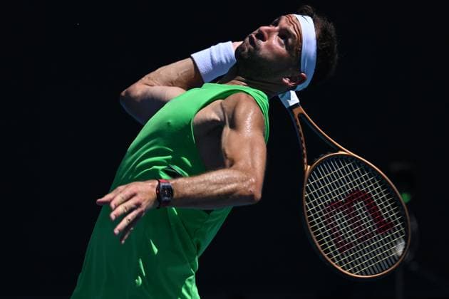 TENNIS AUSTRALIAN OPEN PRACTICE SESSIONS, Grigor Dimitrov of Bulgaria in action during an Australian Open practice session at Melbourne Park in Melbourne, Saturday, January 14, 2023. ( NO ARCHIVING, EDITORIAL USE ONLY, NO USE IN BOOKS WITHOUT CONSENT MELBOURNE VIC AUSTRALIA  Copyright: xJAMESxROSSx 20230114001752092433