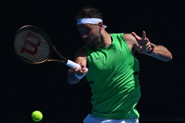 TENNIS AUSTRALIAN OPEN PRACTICE SESSIONS, Grigor Dimitrov of Bulgaria in action during an Australian Open practice session at Melbourne Park in Melbourne, Saturday, January 14, 2023. ( NO ARCHIVING, EDITORIAL USE ONLY, NO USE IN BOOKS WITHOUT CONSENT MELBOURNE VIC AUSTRALIA  Copyright: xJAMESxROSSx 20230114001752092579