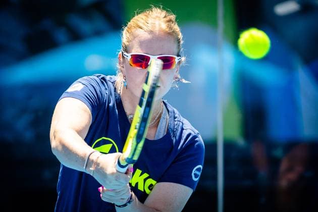 Belgian Ysaline Bonaventure pictured during a training session ahead of the Australian Open tennis Grand Slam, Saturday 14 January 2023 in Melbourne Park, Melbourne, Australia. PATRICKxHAMILTON  x58146817x