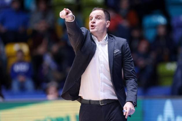Fraport Skyliners - HAKRO Merlins Crailsheim, easyCredit-BBL Head Coach Nikola Markovic (Merlins). Basketball-Spiel der easyCredit BBL zwischen den Fraport Skyliners und den HAKRO Merlins Crailsheim am 15. Januar 2023 in der Süwag Energie ARENA in Frankfurt am Main., Frankfurt am Main Hessen Deutschland Süwag Energie ARENA