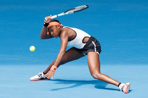 January 16, 2023: 7th seed Coco GAUFF of the USA in action against Katerina SINIAKOVA of the Czech Republic in the Women s Singles match on day 1 of the 2023 Australian Open on Rod Laver Arena, in Melbourne, Australia. Cal Media. USA - ZUMAc04_ 20230116_zaf_c04_012 Copyright: xSydneyxLowx