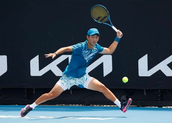 Juncheng Shang (CHN), Australian Open 2023, Melbourne Park, Melbourne, Victoria, Australia. Copyright: xJuergenxHasenkopfx