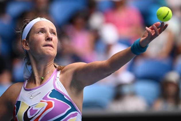 TENNIS AUSTRALIAN OPEN, Victoria Azarenka of Belarus serves during her Women?s Singles 1st Round match against Sofia Kenin of the U.S. during the 2023 Australian Open tennis tournament at Melbourne Park in Melbourne, Monday, January 16, 2023. ( NO ARCHIVING, EDITORIAL USE ONLY, NO USE IN BOOKS WITHOUT CONSENT MELBOURNE VICTORIA AUSTRALIA  Copyright: xJAMESxROSSx 20230116001752977997
