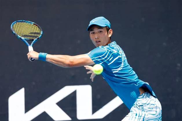 Juncheng Shang (CHN), Australian Open 2023, Melbourne Park, Melbourne, Victoria, Australia. Copyright: xJuergenxHasenkopfx