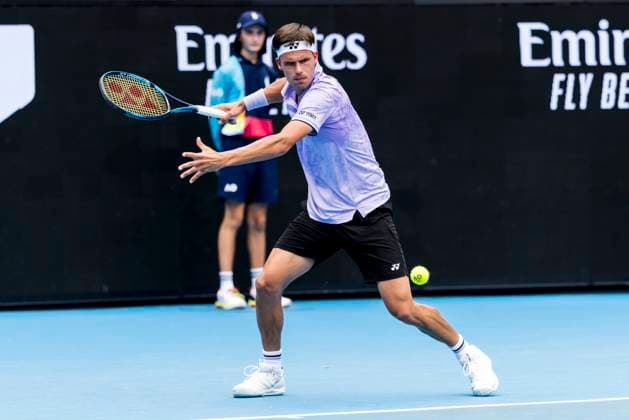 MELBOURNE, VIC - JANUARY 16: Daniel Altmaier of Germany in action during Round 1 of the 2023 Australian Open on January 16 2023, at Melbourne Park in Melbourne, Australia. (Photo by Jason Heidrich Icon Sportswire) TENNIS: JAN 16 Australian Open Icon220116141